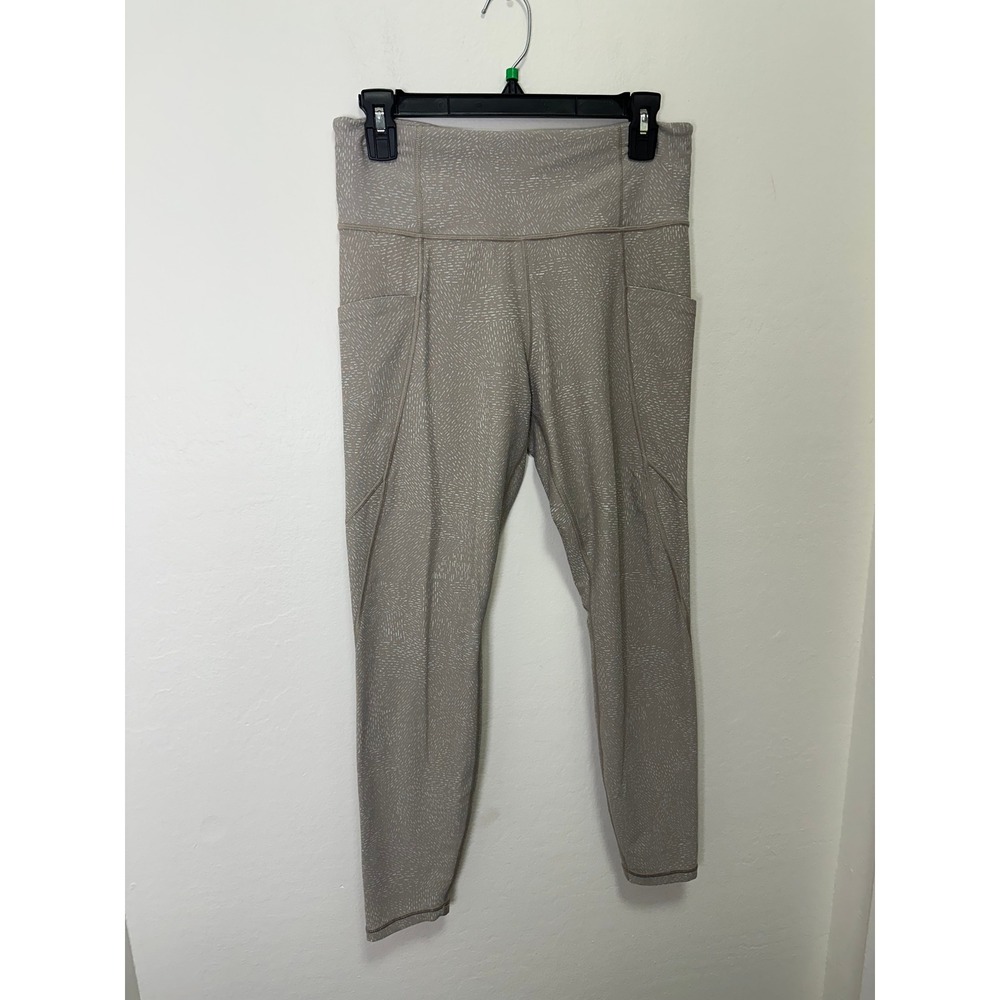 Athleta Salutation Stash Pocket Tight Women's Size M Taupe Patterned Leggings - Picture 3 of 8